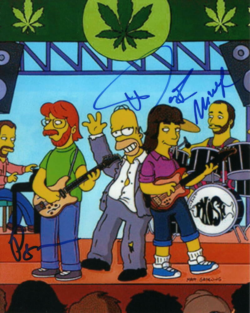 TREY ANASTASIO, MIKE & PAGE PHISH X3 SIGNED AUTOGRAPH 8x10 Photo Poster painting - SIMPSONS ACOA