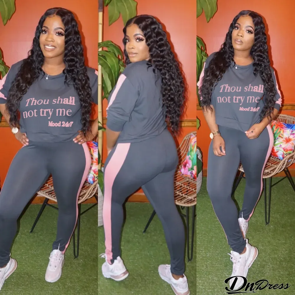 Casual Letter Print Long Sleeve Two Piece Sets