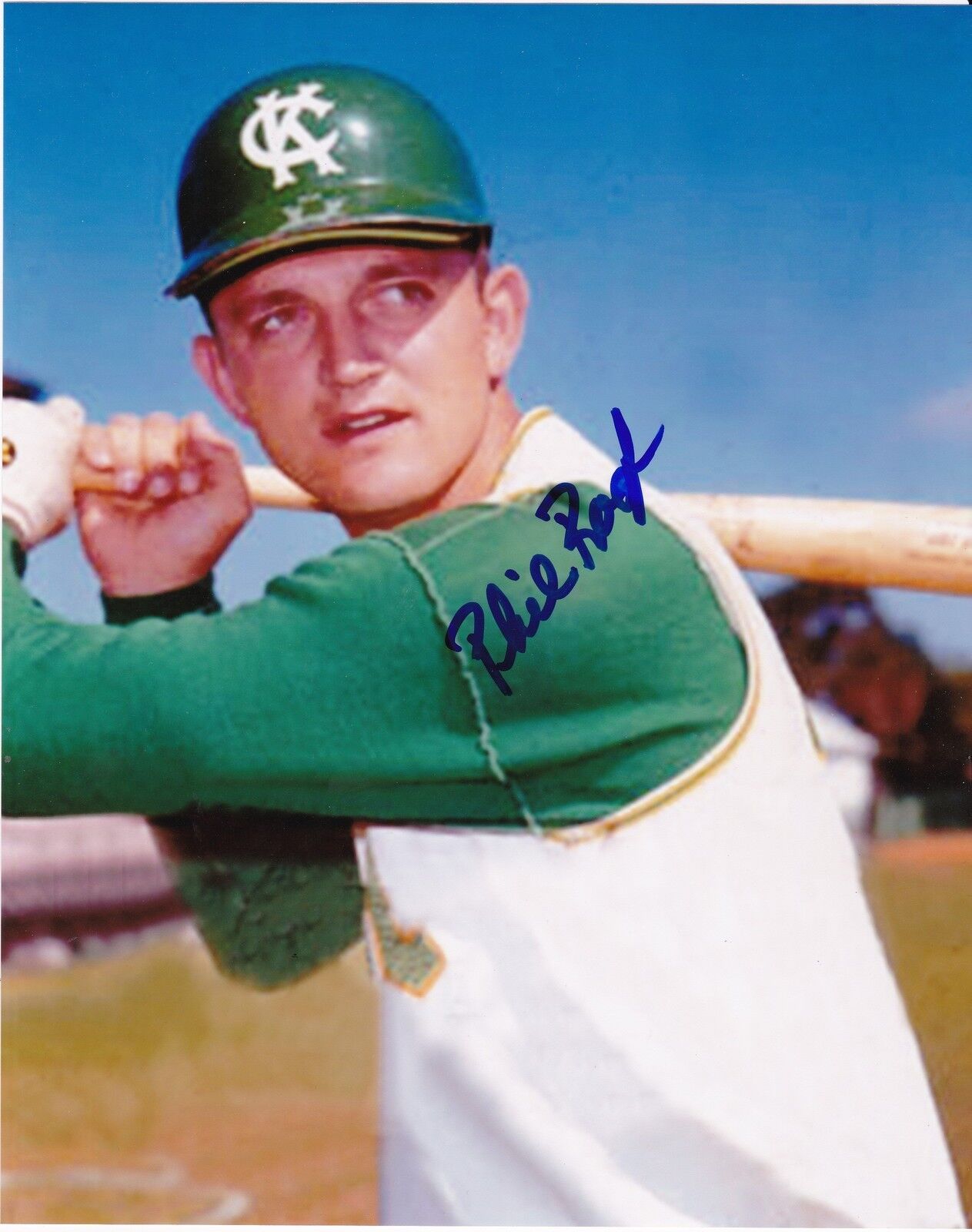 PHIL ROOF KANSAS CITY A'S ACTION SIGNED 8x10