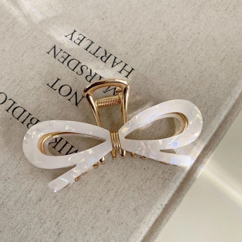 Women’s Classic Style Bow Knot Acetic Acid Sheets Metal Criss Cross Hair Claws