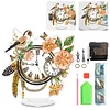 (US Local)Acrylic Special Shape Flower Bird Diamond Painting Clock Ornaments Kit for Home
