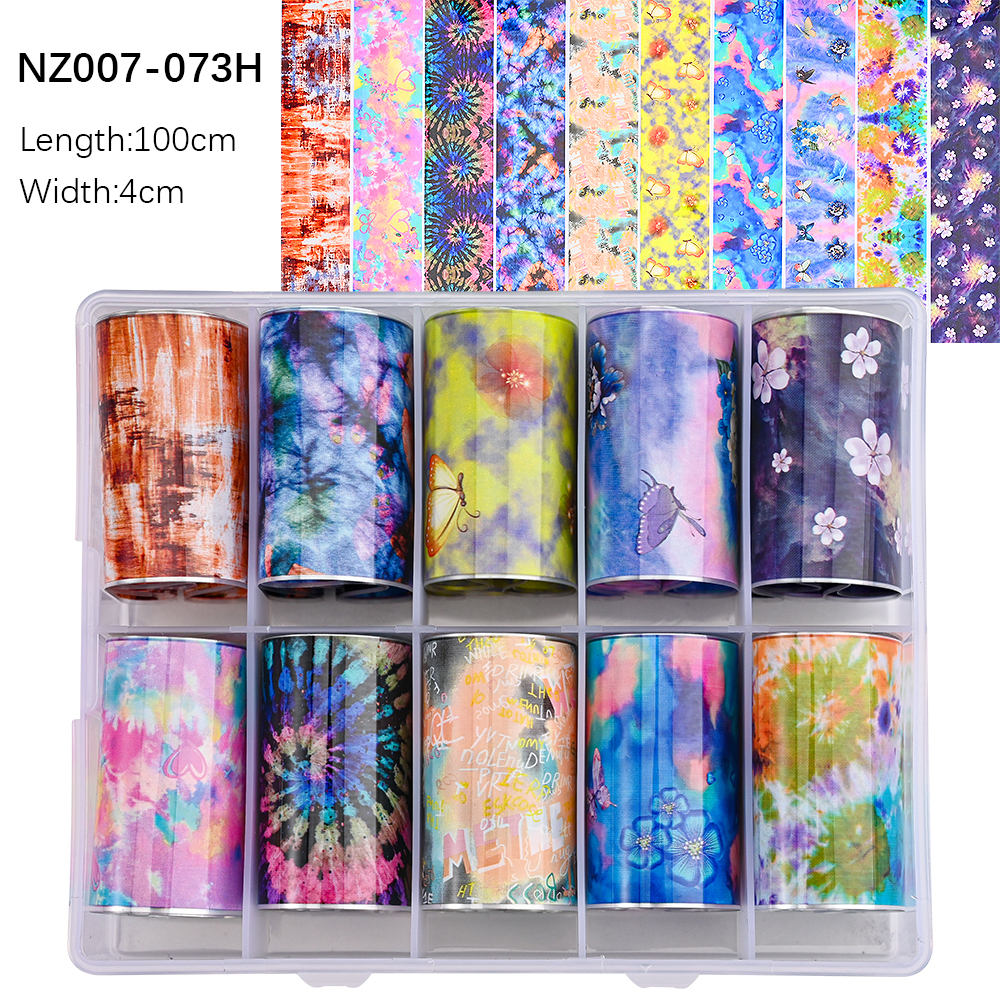 Kissbake 10pcs 4x100cm Nail Transfer Foil Paper Sticker Set Luxury Foil Nails Logo Transfer Nail Stickers Designer Fashion Nail Art Decal