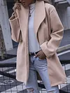 Simple Solid Color Lapel Collar Buttoned Loose Casual Woolen Outerwear