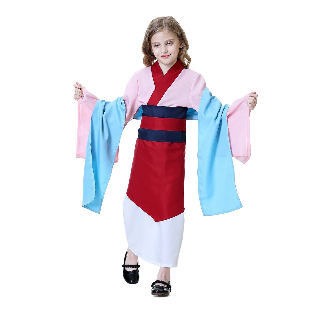 Mulan Girls Costume Kids Halloween Heroine Cosplay Outfit