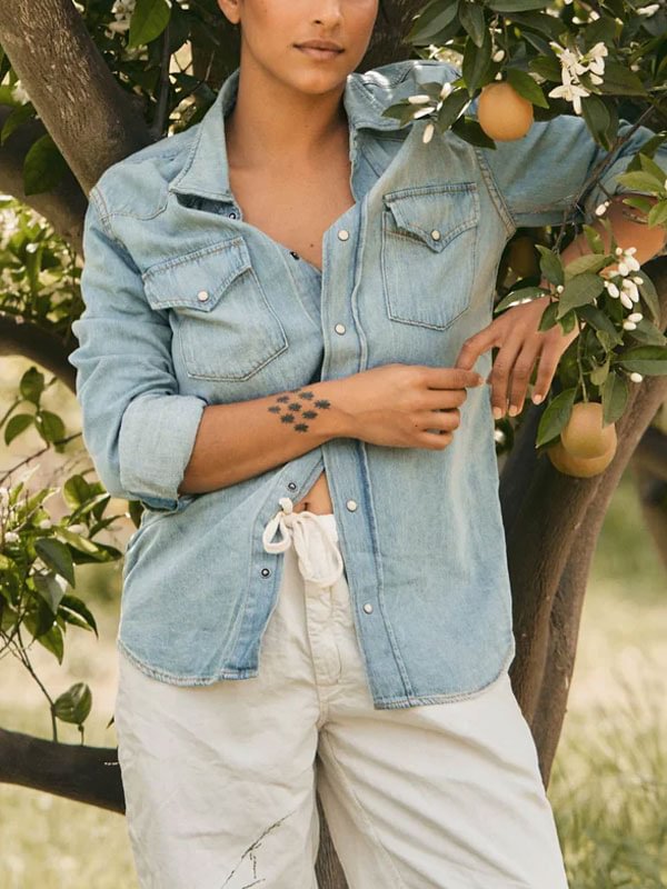 worn and torn ladies denim shirt