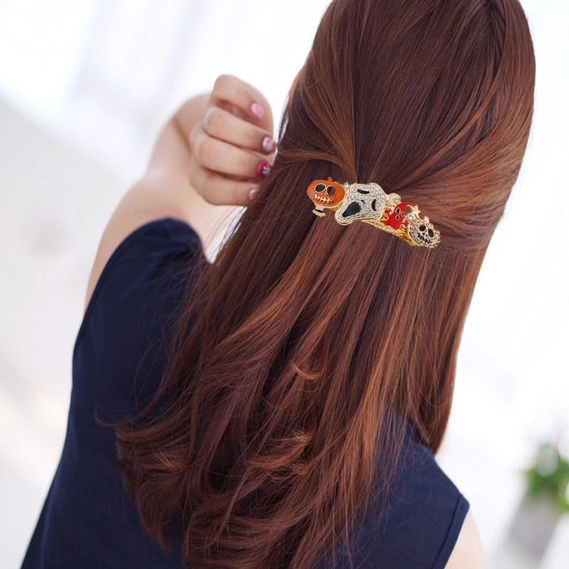 Halloween Exaggerated Women’s Pumpkin Alloy Inlay Zircon Hair Clip