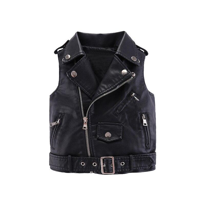 Mudkingdom Kids Vest Jacket Autumn Solid Fashion Children Waistcoat Zipper Boys Girls PU Vest