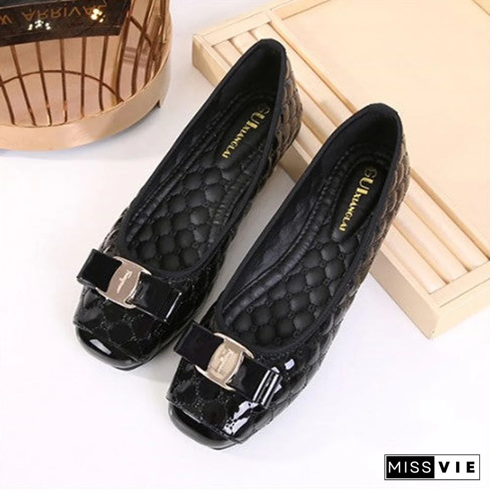 Women's Square Toe Patent Leather Comfortable Casual Flats Shoes