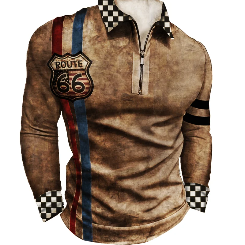 Men's Outdoor Route 66 Striped Retro Tactical Sweatshirt / [viawink] /