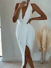 Asymmetric Split-Front Bandage Halterneck Backless Midi Dress