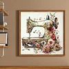 (Stamped/Counted) Retro Floral Sewing Machine - 14CT Cross Stitch 40*40cm/15.75*15.75in