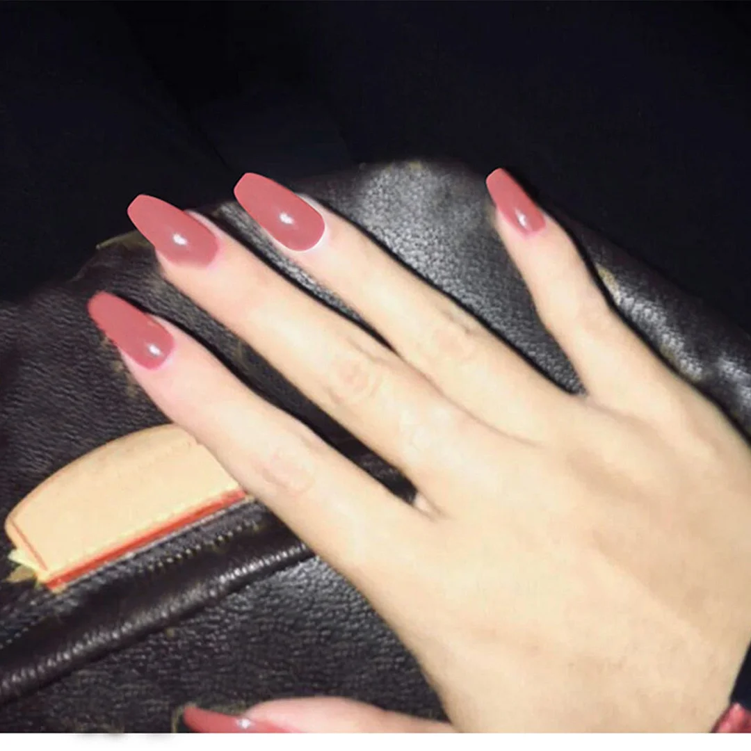 24Pcs Detachable French False Nails Ballerina Wearable Artificial Stiletto Fake Nails DIY Press Glue Full Cover Coffin Nail Tips