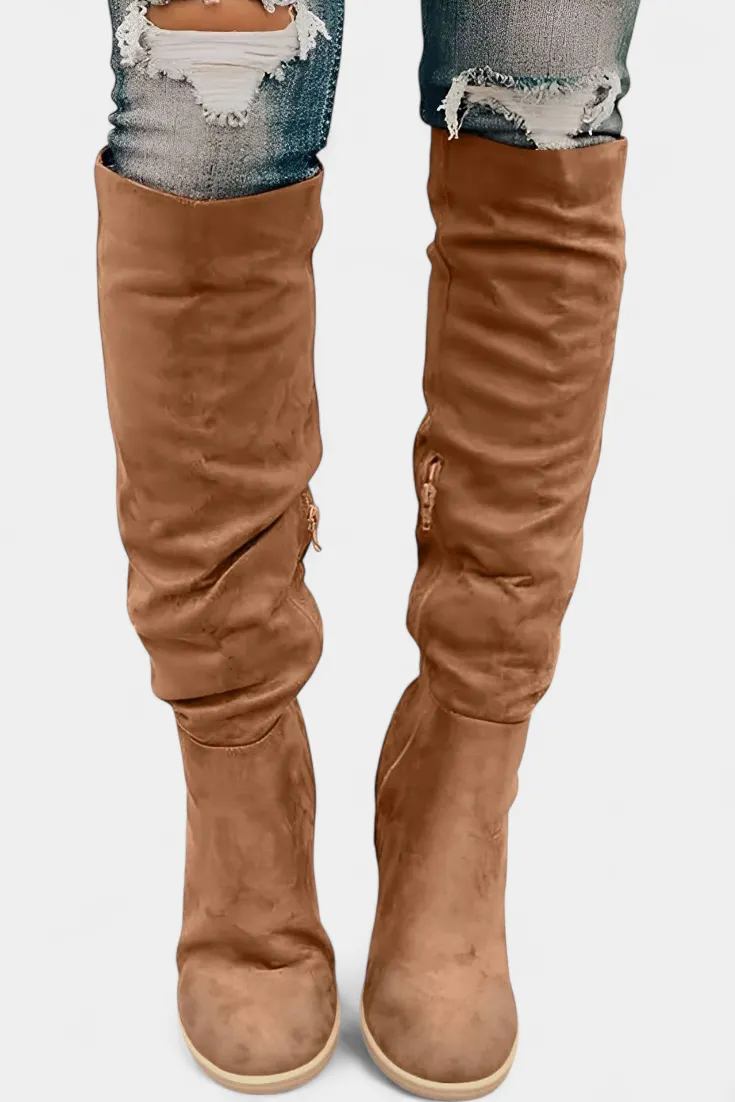 Over-the-Knee Boots with Zipper Detail
