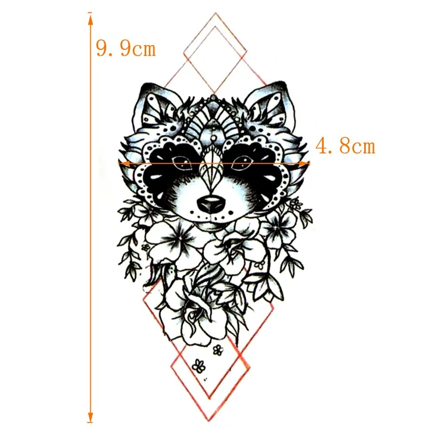 Raccoon Waterproof Temporary Tattoos Men Fake Tattoo Sleeve Harajuku Kids Tattoo The flash Tatoo Temporary Stickers Team Bride