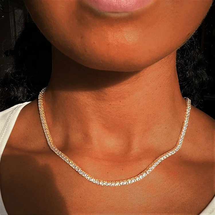4mm New Gold Iced Out Tennis Chain