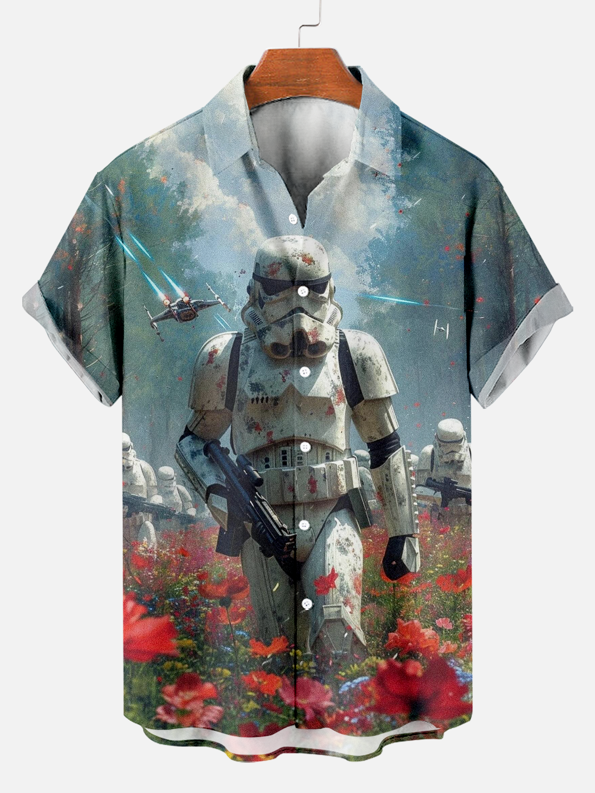 Men's comfortable shirt with classic movie character landscape prints PLUSCLOTHESMAN