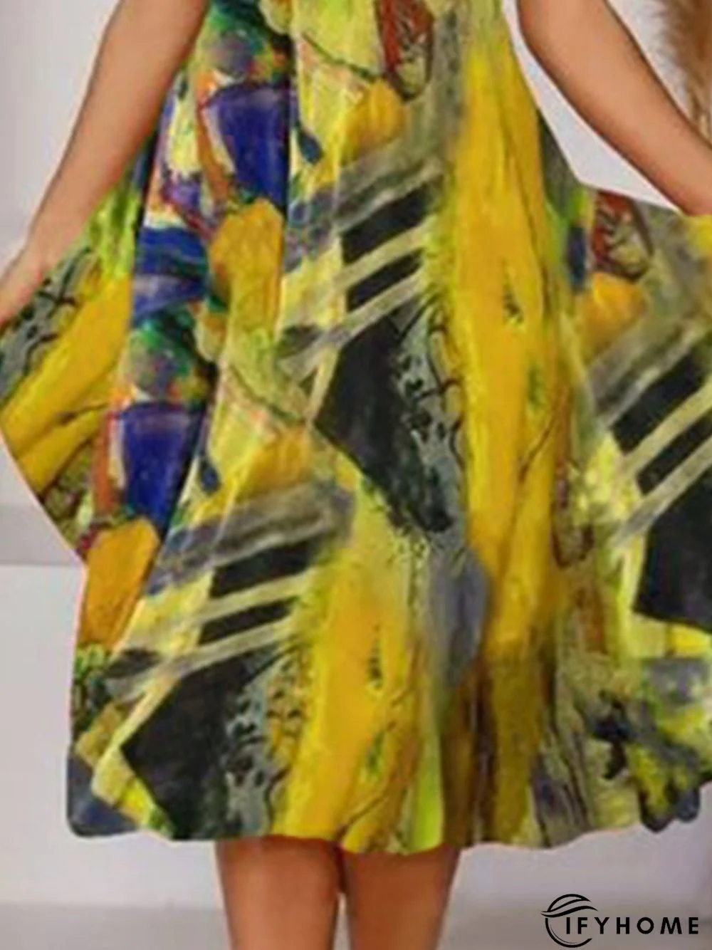 Boho Printed V Neck Floral Weaving Dress | IFYHOME