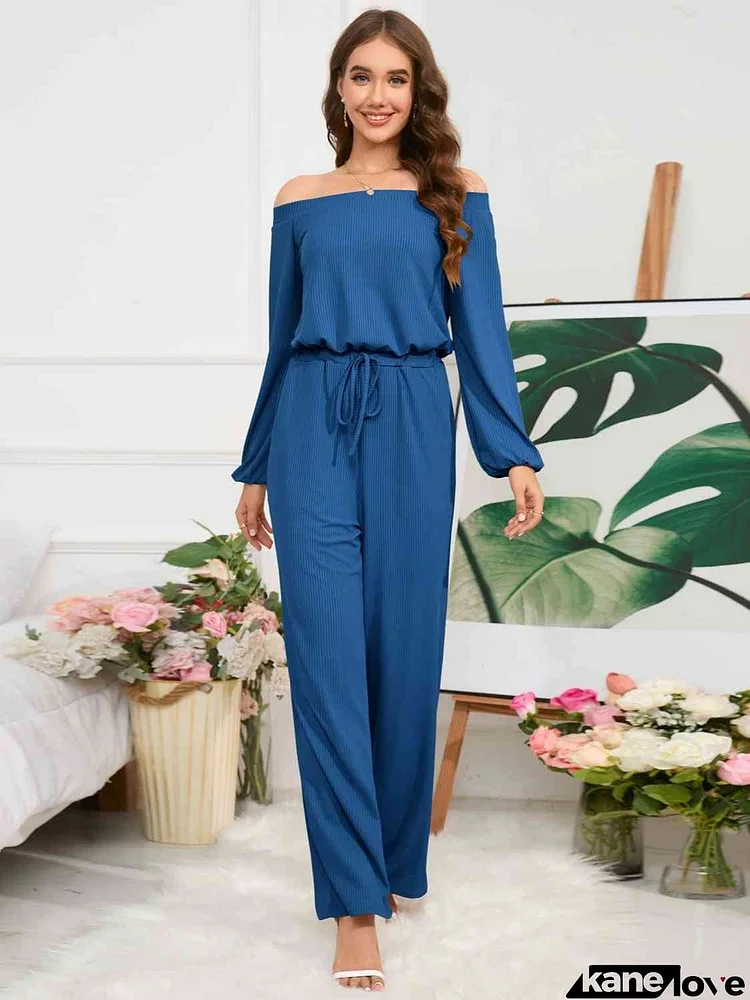 Off-Shoulder Straight Leg Jumpsuit