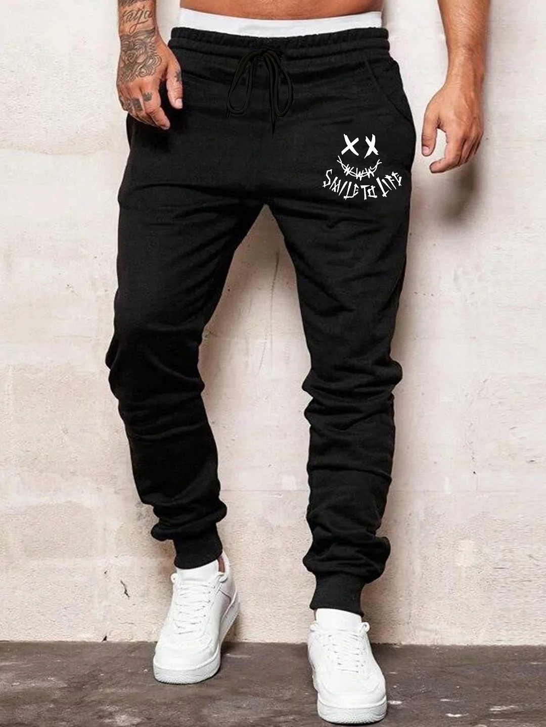 Funny Smile Print Men's Sweatpants