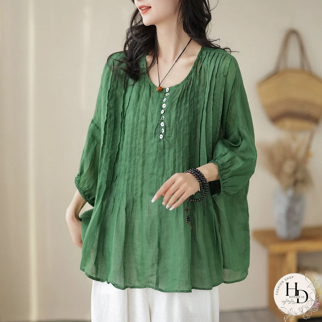Women Retro Linen Loose Summer T-Shirt