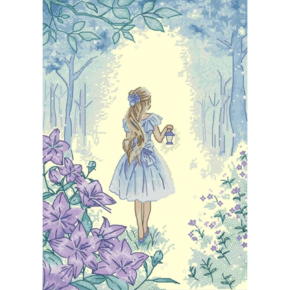 

Girl in Garden - 11CT Stamped Cross Stitch - 40*56CM, 501 Original