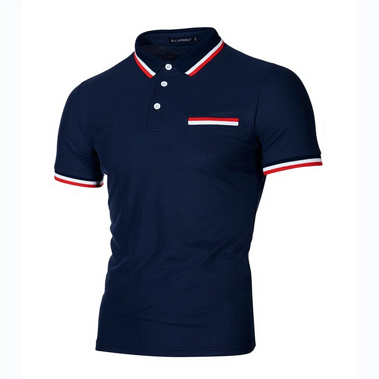 Shorts Sleeve Casual Men's Casual Button Turn-down Collar Polo Shirts at Hiphopee