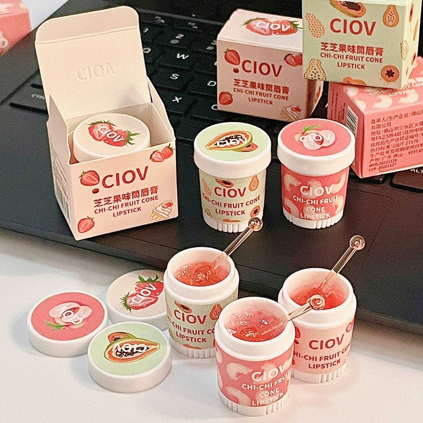 3Pcs Strawberry Ice Cream Lip Masks Moisturizing Unisex Lip Balm Set