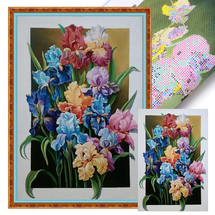 【Huacan Brand】Iris 40*60cm 11CT Stamped Canvas Cross Stitch gbfke