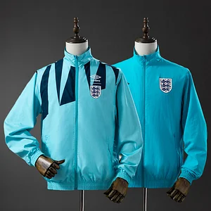 2026 England Reversible Jacket Windbreaker - Light Blue Soccer Jersey 1:1 Thai Quality