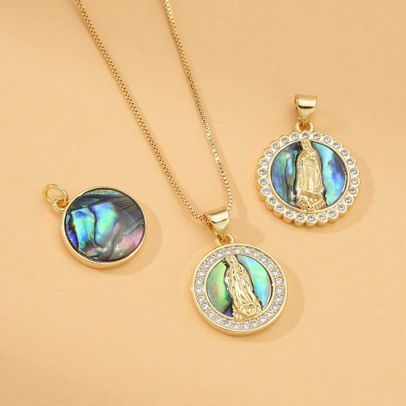 1 Piece 17 * 20mm Copper Shell Zircon 18K Gold Plated Virgin Mary Our Lady Of Guadalupe Pendant Jewelry Accessories