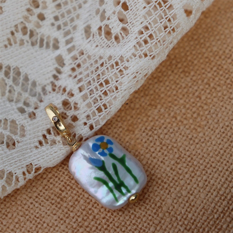 1 Piece 15*18mm Freshwater Pearl Zircon Geometric Pendant Jewelry Accessories