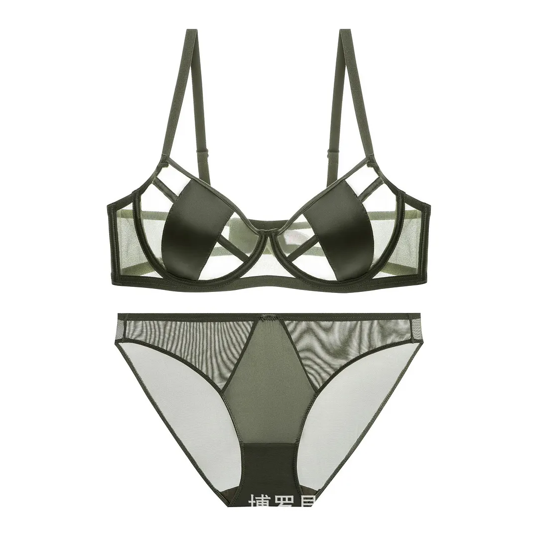Churchf Lace Lingerie Women's Summer Sexy Bra Pure Desire Breathable Ultra-Thin Large Bra Small Bra Panties Set