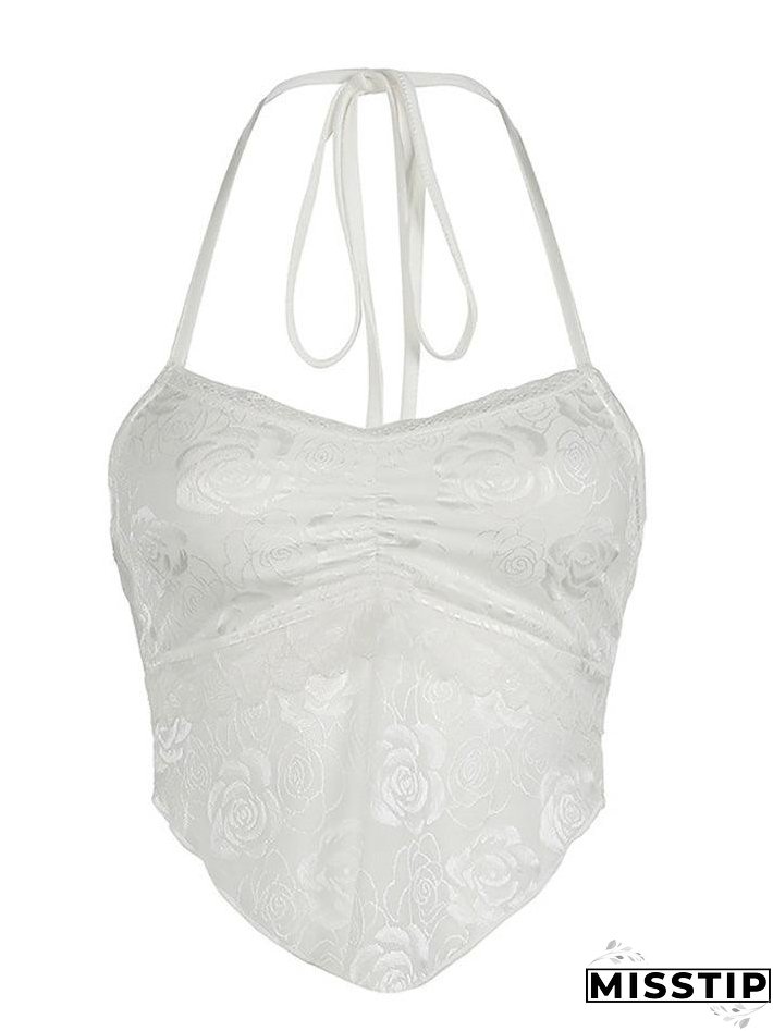 Rose Pattern Lace Cami Tank Top