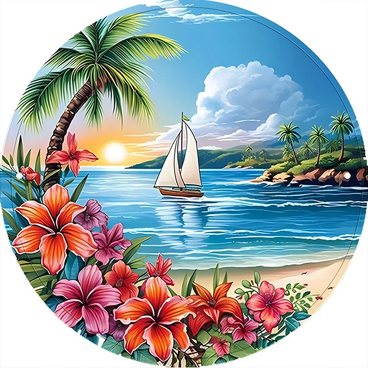 Seaside Flowers 30*30CM (Canvas) Full Round Drill Diamond Painting gbfke