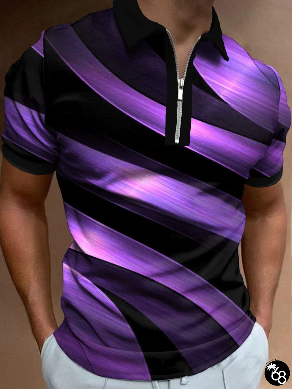 Men's Abstract 3D Line Polo Shirt | 168DEAL