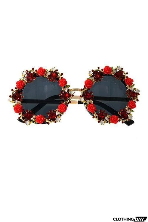 Flower Rhinestone Sunglasses