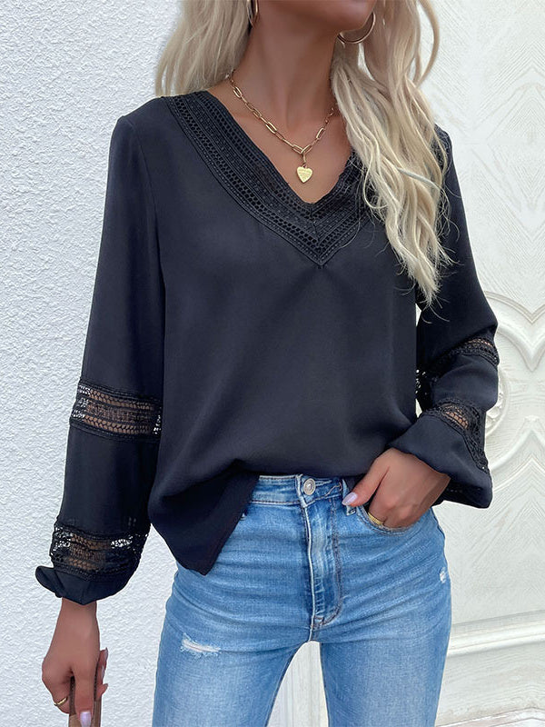 Women Long Sleeve V-neck Graphic Floral Printed Top
