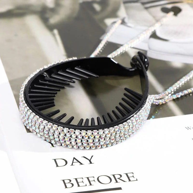 Glamorous Rhinestone Tassel Ponytail Hair Claws