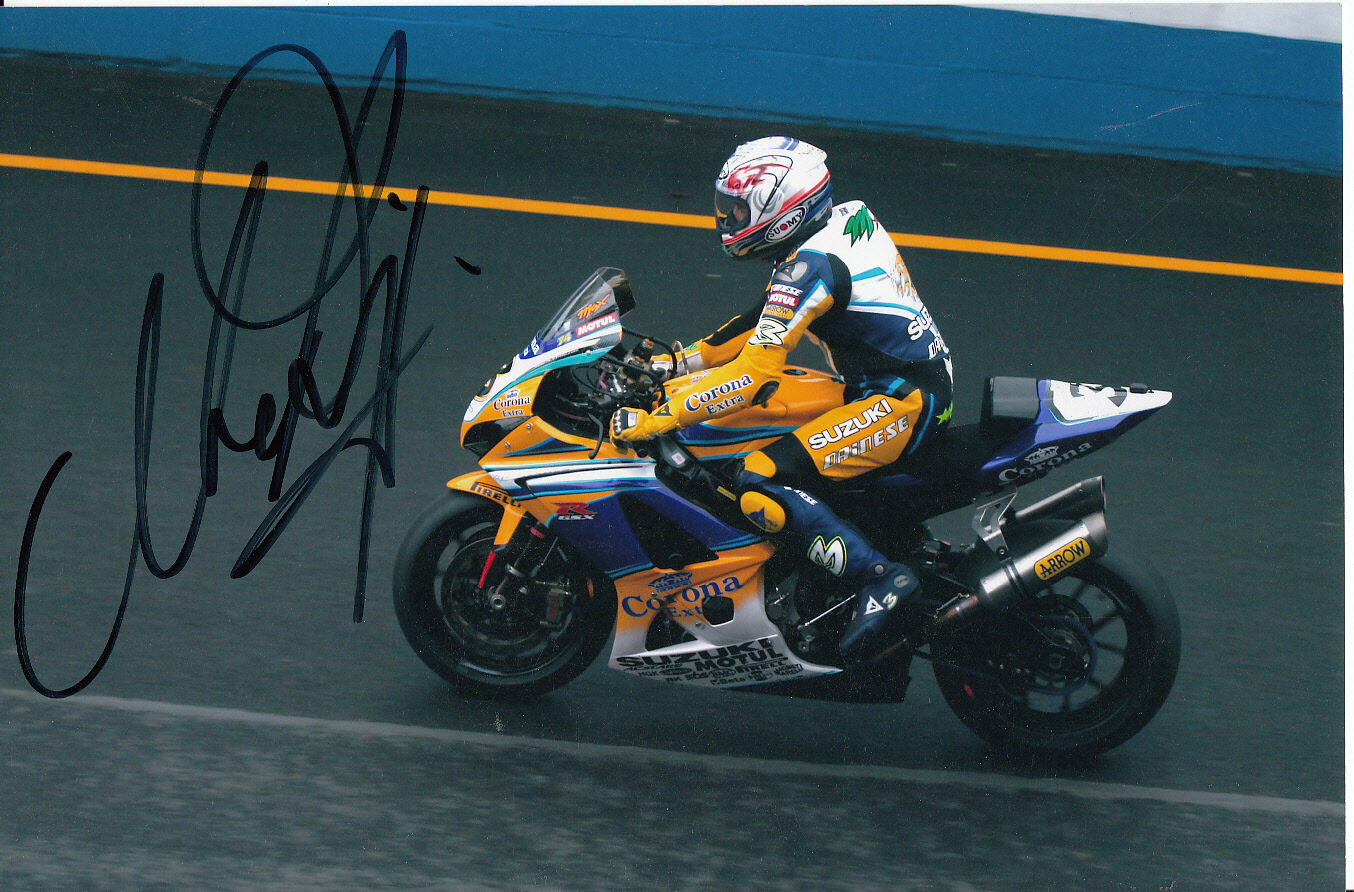 Max Biaggi Hand Signed Alstare Suzuki Racing 9x6 Photo Poster painting 2007.