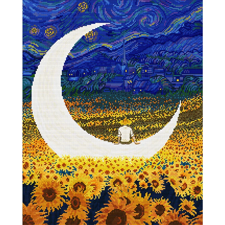 Vincent Van Gogh - Starry Sunflowers 11CT Stamped Cross Stitch (50*60CM) fgoby