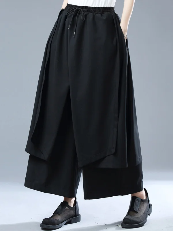 Simple Wide Leg Loose Solid Color Casual Pants Bottoms