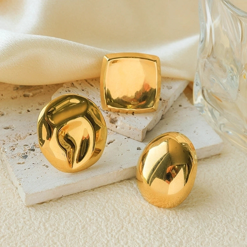 Modern Style Minimalist Commute Geometric 304 Stainless Steel 14K Gold Plated Rings