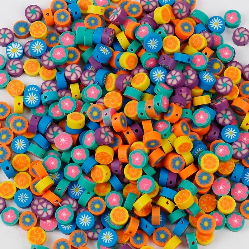 1 Pack Soft Clay Rainbow Heart Shape Beads