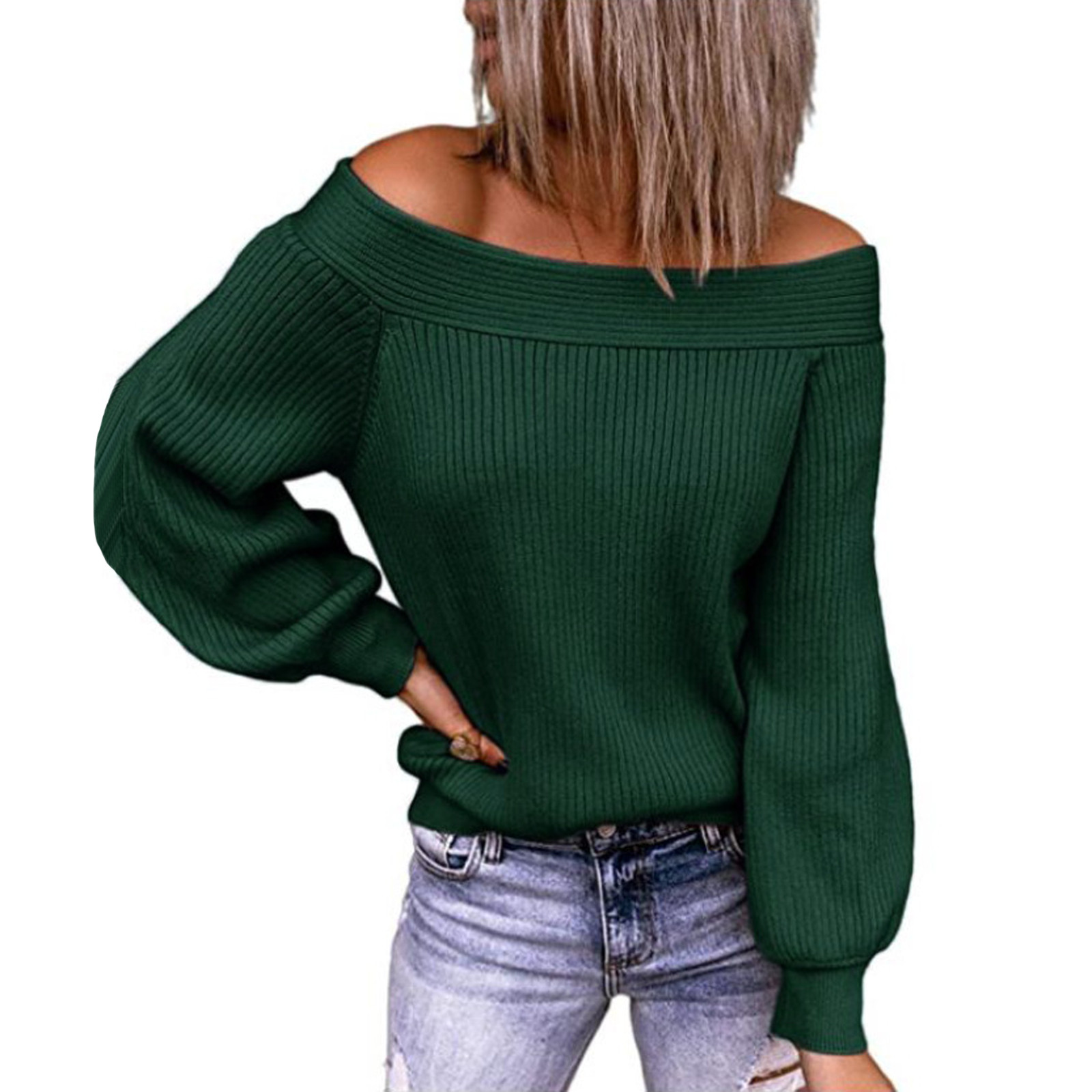 Women's Off Shoulder Slash Neck Sweater
