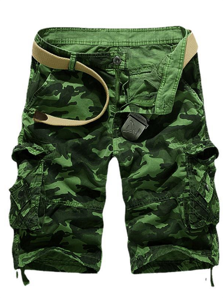 Men's Cargo Shorts Hiking Shorts Multi Pocket Camouflage Knee Length Daily Cotton Basic Black / Red Army Green-JRSEE