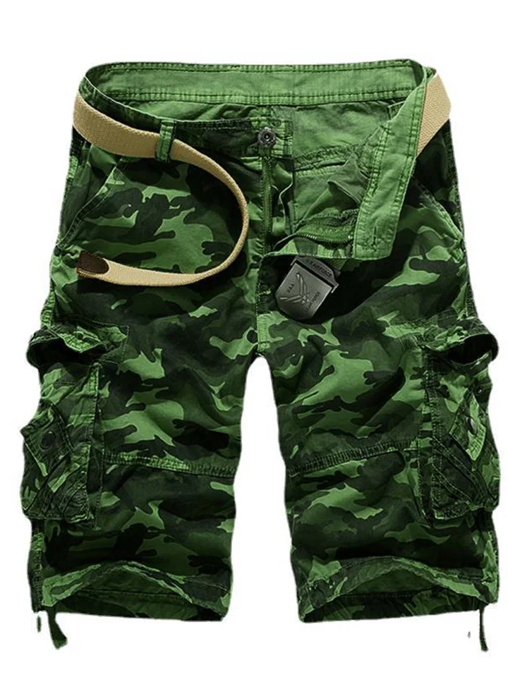 Men's Cargo Shorts Hiking Shorts Multi Pocket Camouflage Knee Length Daily Cotton Basic Black / Red Army Green-JRSEE