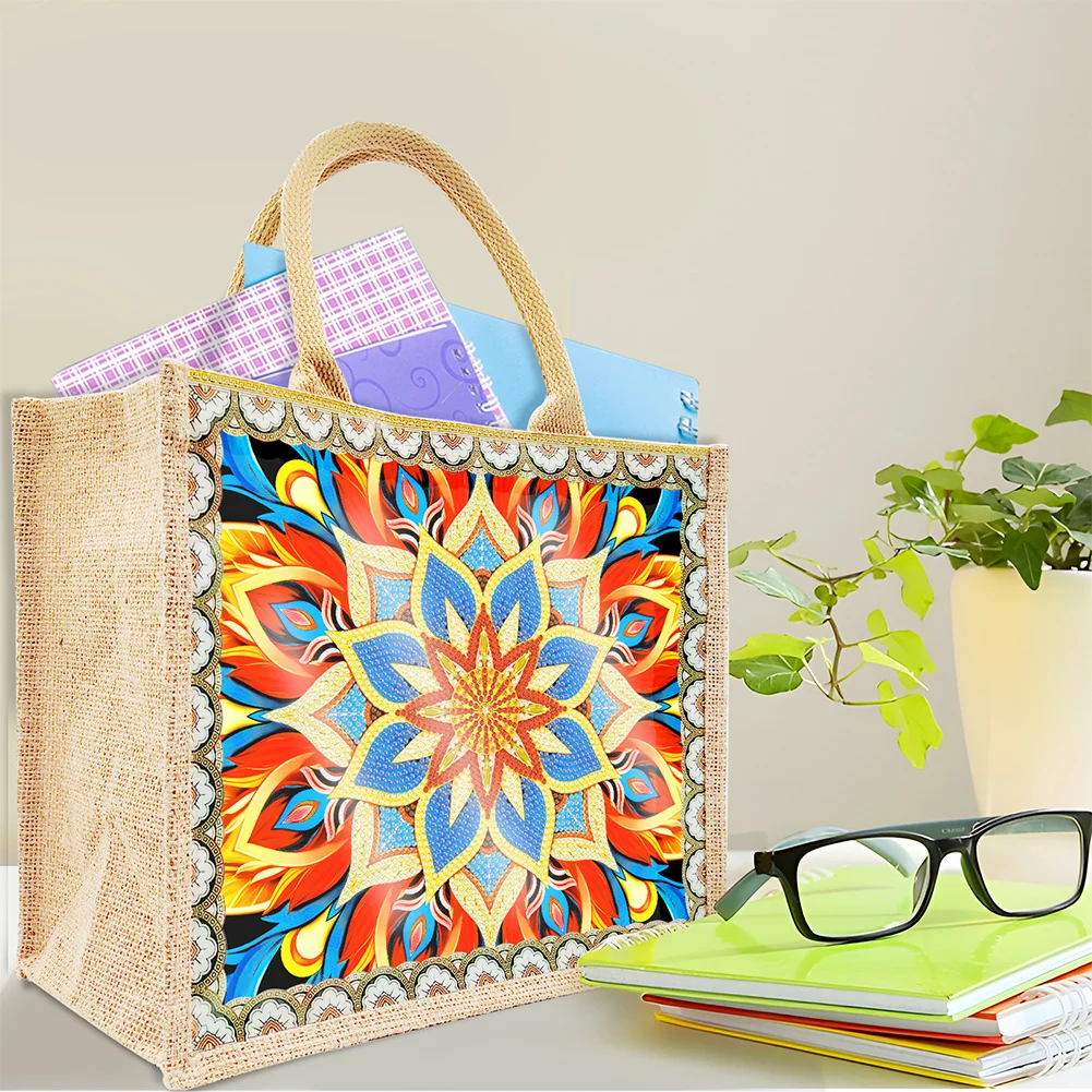 [Upgrade - Waterproof Bag]DIY Mandala Diamond Painting Tote Bag Replaceable Canvas for Women Adults