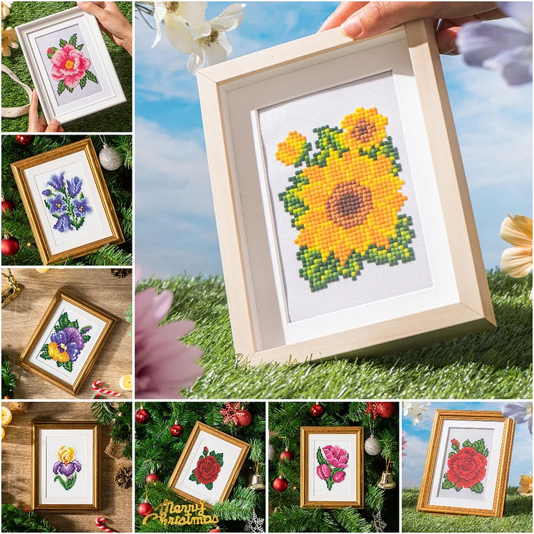 【Mini Set】12pcs Colorful Flowers 14*18CM (Canvas) Square Drill Diamond Painting gbfke