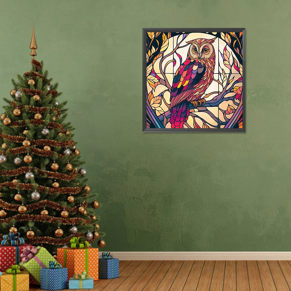 Diamond Painting - Full Round Drill - Stained Glass Owl(Canvas|30*30cm)
