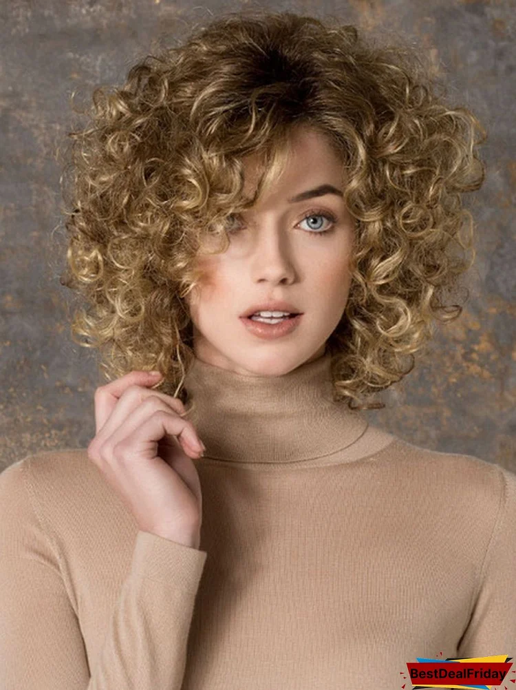 3 Color Optional Beautiful Hair Fluffy Wigs Afro Curly Hairstyle Wig For Women Short Curly Wig